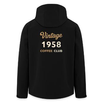 Vintage 1958 – Coffee Club Retro Geburtsjahr - Recycelte Männer Softshell-Jacke von Stanley/Stella - Schwarz - Hinten - AI Model Male 185 light (185cm)