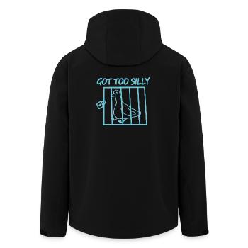 Bird in cage with the text Got Too Silly - Men’s Recycled Softshell Jacket by Stanley/Stella - black - Back - AI Model Male 185 light (185cm)