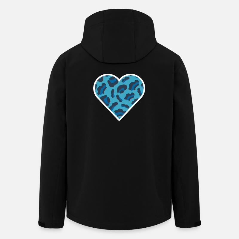 Blue Leopard Print Heart - Men’s Recycled Softshell Jacket by Stanley/Stella - black