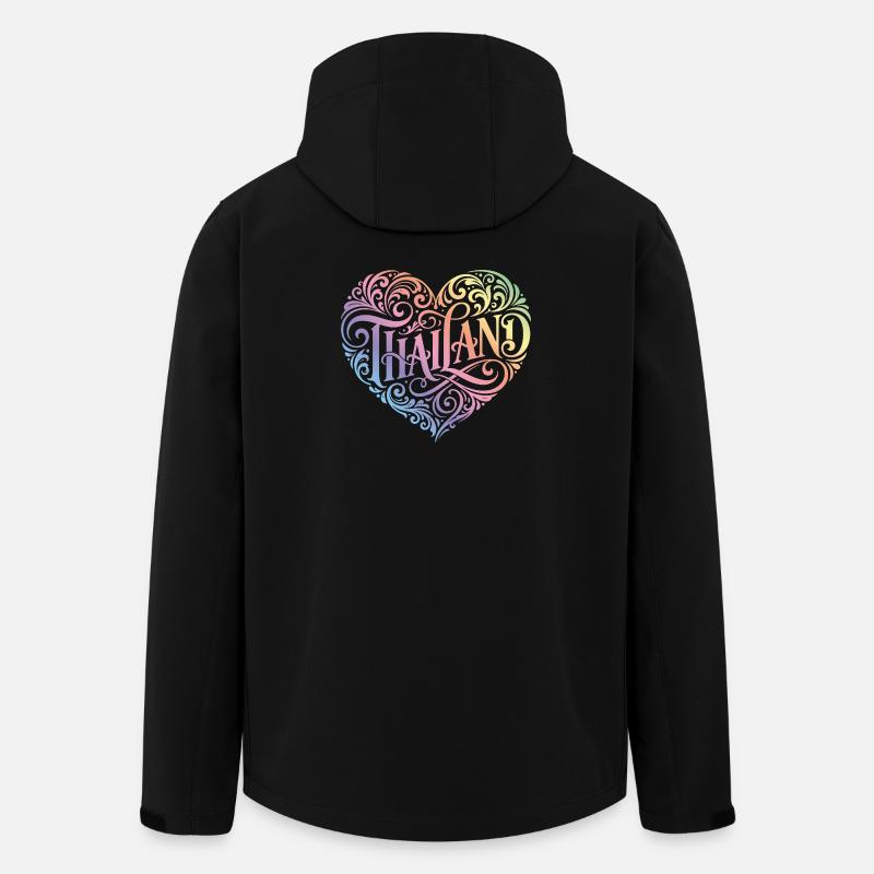 Thailand Herz Bunt - Recycelte Männer Softshell-Jacke von Stanley/Stella - Schwarz