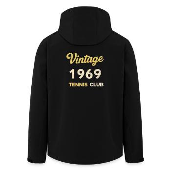 Vintage 1969 Tennis Club Retro Birthday Gift - Men’s Recycled Softshell Jacket by Stanley/Stella - black - Back - AI Model Male 185 light (185cm)
