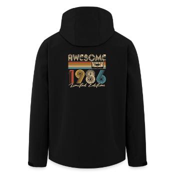 40 ans 40 ans 1986 Vintage Né - Veste softshell homme en polyester recyclé Stanley/Stella - noir - Dos - AI Model Male 185 light (185cm)