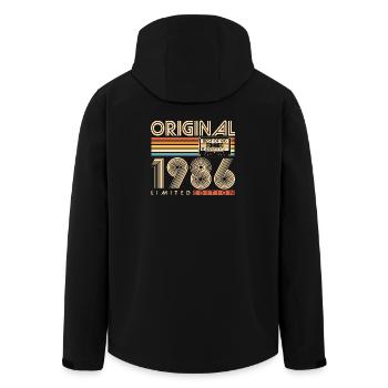 40 ans 40 ans 1986 Vintage Né - Veste softshell homme en polyester recyclé Stanley/Stella - noir - Dos - AI Model Male 185 light (185cm)