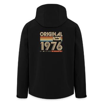 50 ans 50 ans 1976 Vintage Né - Veste softshell homme en polyester recyclé Stanley/Stella - noir - Dos - AI Model Male 185 light (185cm)