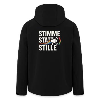 Stimme statt Stille Pride Statement Vielfalt - Recycelte Männer Softshell-Jacke von Stanley/Stella - Schwarz - Hinten - AI Model Male 185 light (185cm)