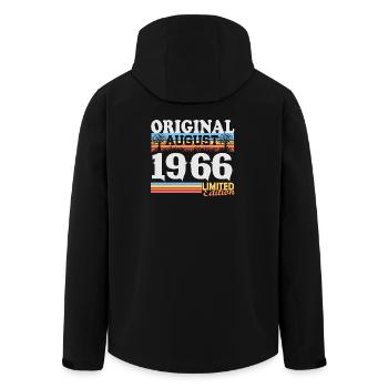 Vintage August 1966 Vintage Retro Birthday - Men’s Recycled Softshell Jacket by Stanley/Stella - black - Back - AI Model Male 185 light (185cm)