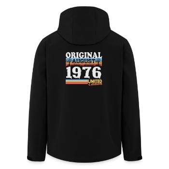 Vintage August 1976 Vintage Retro Birthday - Men’s Recycled Softshell Jacket by Stanley/Stella - black - Back - AI Model Male 185 light (185cm)