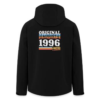 Vintage August 1996 Vintage Retro Birthday - Men’s Recycled Softshell Jacket by Stanley/Stella - black - Back - AI Model Male 185 light (185cm)