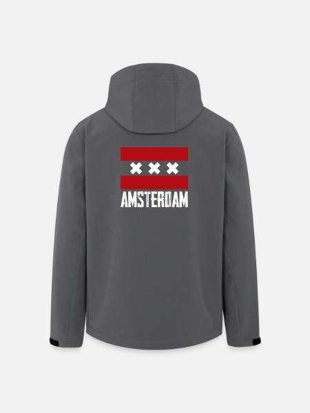 Emblème à rayures X d’Amsterdam - Veste softshell homme en polyester recyclé Stanley/Stella - noir