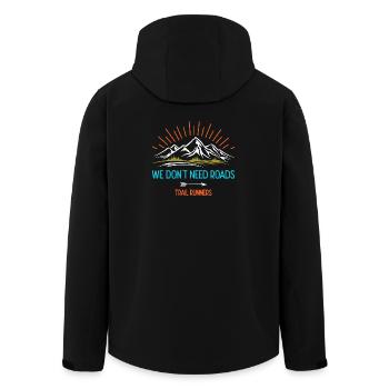 Wir brauchen keine Straßen. Trailrunner - Recycelte Männer Softshell-Jacke von Stanley/Stella - Schwarz - Hinten - AI Model Male 185 light (185cm)