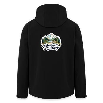 Adventure Is Calling Illustration Design - Men’s Recycled Softshell Jacket by Stanley/Stella - black - Back - AI Model Male 185 light (185cm)
