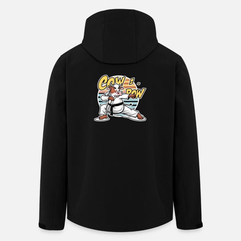 Cow Karate Dojo Retro - Men’s Recycled Softshell Jacket by Stanley/Stella - black