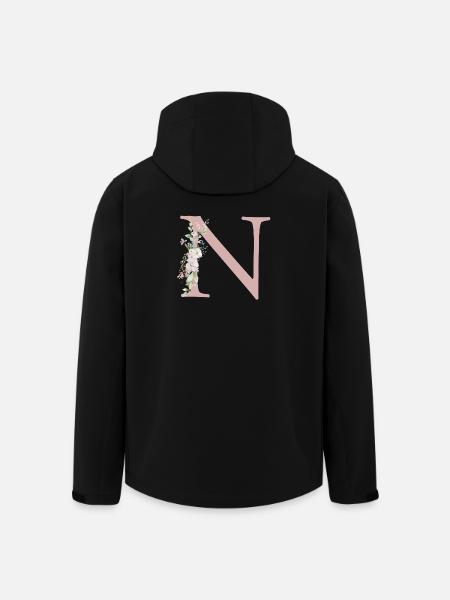 N Monogram, Floral, Personalizable - Men’s Recycled Softshell Jacket by Stanley/Stella - black