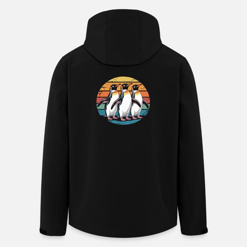 Three penguins at sunset - Men’s Recycled Softshell Jacket by Stanley/Stella - black