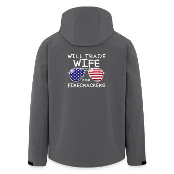 Swap Woman for Men's Fireworks on the 4th of July - Men’s Recycled Softshell Jacket by Stanley/Stella - black - Back - AI Model Male 185 light (185cm)