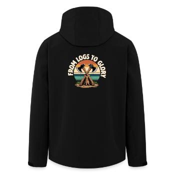 Axe Throwing Lumberjack From Logs to Glory - Men’s Recycled Softshell Jacket by Stanley/Stella - black - Back - AI Model Male 185 light (185cm)