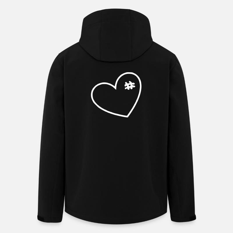 Weißes Herz mit Nähten - Recycelte Männer Softshell-Jacke von Stanley/Stella - Schwarz
