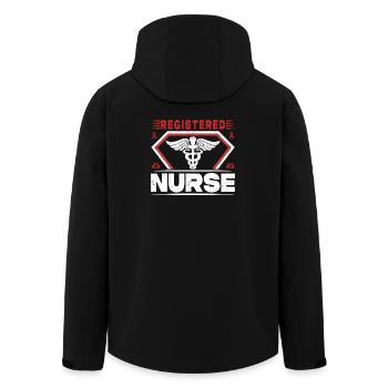 Drôle d’infirmière Cadeaux Tenues d’allaitement - Veste softshell homme en polyester recyclé Stanley/Stella - noir - Dos - AI Model Male 185 light (185cm)