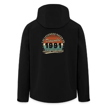 December 1991 Retro Vintage Birthday Gift - Men’s Recycled Softshell Jacket by Stanley/Stella - black - Back - AI Model Male 185 light (185cm)