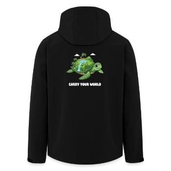 Island turtle with waterfall - Men’s Recycled Softshell Jacket by Stanley/Stella - black - Back - AI Model Male 185 light (185cm)