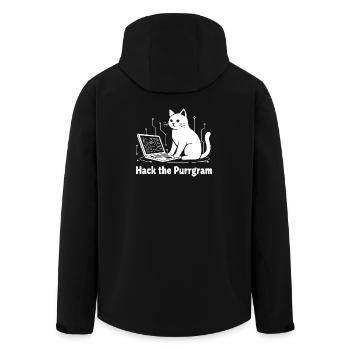 Purrrgram Hack: Cat Tech Humor - Men’s Recycled Softshell Jacket by Stanley/Stella - black - Back - AI Model Male 185 light (185cm)