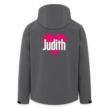 I Love Judith Pinkes Herz Ich liebe Judith - Recycelte Männer Softshell-Jacke von Stanley/Stella - Anthrazit - Hinten - AI Model Male 185 light (185cm)