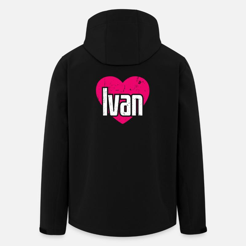 J’aime Ivan Coeur Rose J’aime Ivan - Veste softshell homme en polyester recyclé Stanley/Stella - noir