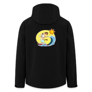 Hund Surfen Surfbrett Sommer - Recycelte Männer Softshell-Jacke von Stanley/Stella - Schwarz - Hinten - AI Model Male 185 light (185cm)