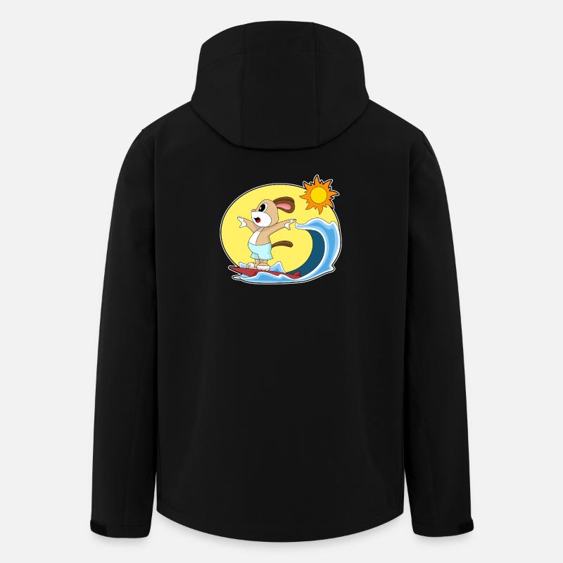 Dog Surfing Surfboard Summer - Men’s Recycled Softshell Jacket by Stanley/Stella - black