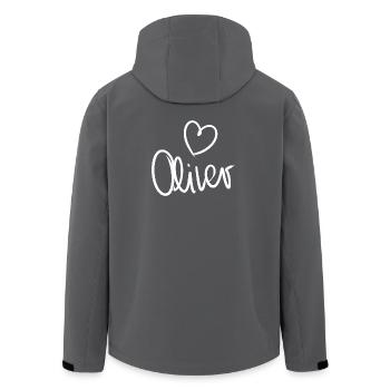 Oliver's Name with O Boy's Name Birth Baby Shower - Men’s Recycled Softshell Jacket by Stanley/Stella - anthracite - Back - AI Model Male 185 light (185cm)