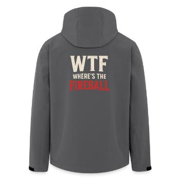 WTF Where's The Fireball Humor Saying - Men’s Recycled Softshell Jacket by Stanley/Stella - anthracite - Back - AI Model Male 185 light (185cm)