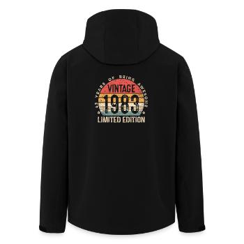 Retro 1983 Vintage Limited Edition 43rd Birthday - Men’s Recycled Softshell Jacket by Stanley/Stella - black - Back - AI Model Male 185 light (185cm)