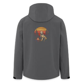 Camping rétro au coucher du soleil pour chiens - Veste softshell homme en polyester recyclé Stanley/Stella - noir - Dos - AI Model Male 185 light (185cm)