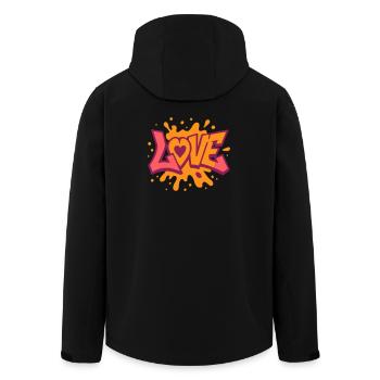 Amour - Cœur - Saint Valentin - Mariage - Veste softshell homme en polyester recyclé Stanley/Stella - noir - Dos - AI Model Male 185 light (185cm)