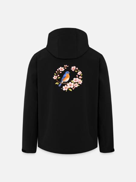 Bluebird with cherry blossom spring motif - Men’s Recycled Softshell Jacket by Stanley/Stella - black
