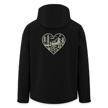Herzform-Landschaft mit Bergen & Fluss - Recycelte Männer Softshell-Jacke von Stanley/Stella - Schwarz - Hinten - AI Model Male 185 light (185cm)