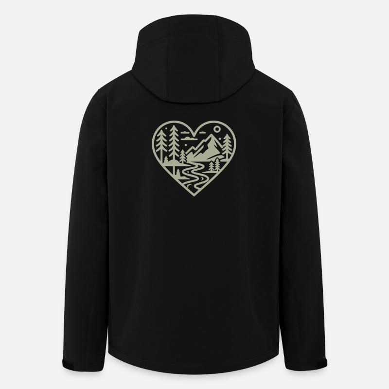 Herzform-Landschaft mit Bergen & Fluss - Recycelte Männer Softshell-Jacke von Stanley/Stella - Schwarz
