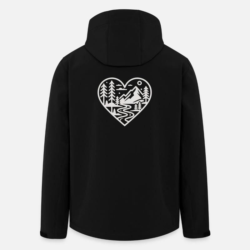 Heart Landscape Mountain River Forest - Men’s Recycled Softshell Jacket by Stanley/Stella - black