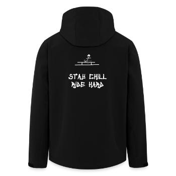 Stay Chill Ride Hard Skateboard Shaka - Men’s Recycled Softshell Jacket by Stanley/Stella - black - Back - AI Model Male 185 light (185cm)