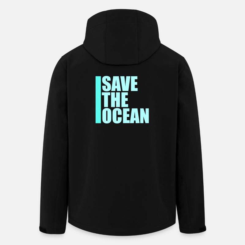 Déclaration environnementale pour l’activisme Sauver l’océan - Veste softshell homme en polyester recyclé Stanley/Stella - noir