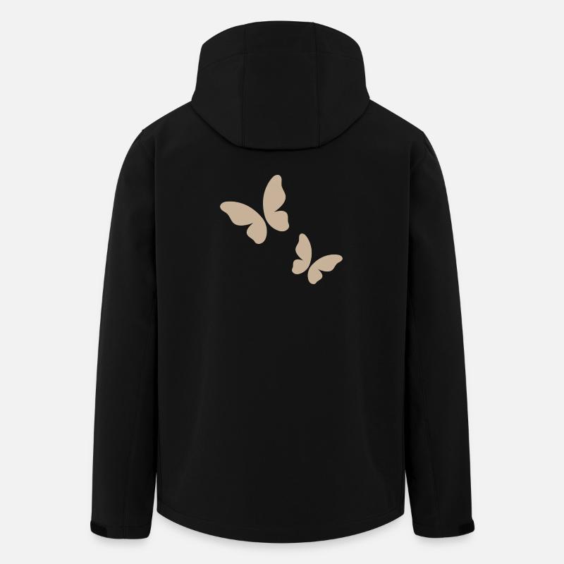 Beige Schmetterling Muster - Recycelte Männer Softshell-Jacke von Stanley/Stella - Schwarz