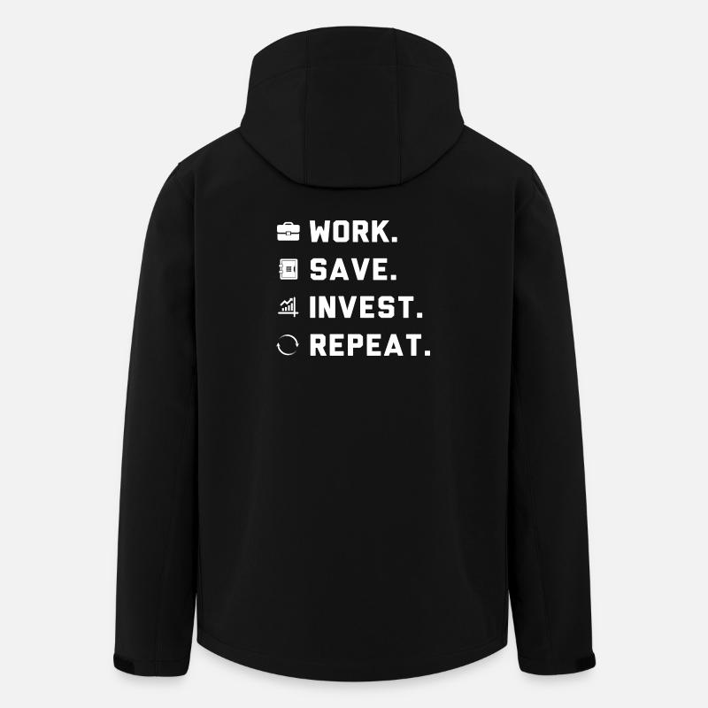 Work. Save. Invest. Repeat. - Veste softshell homme en polyester recyclé Stanley/Stella - noir