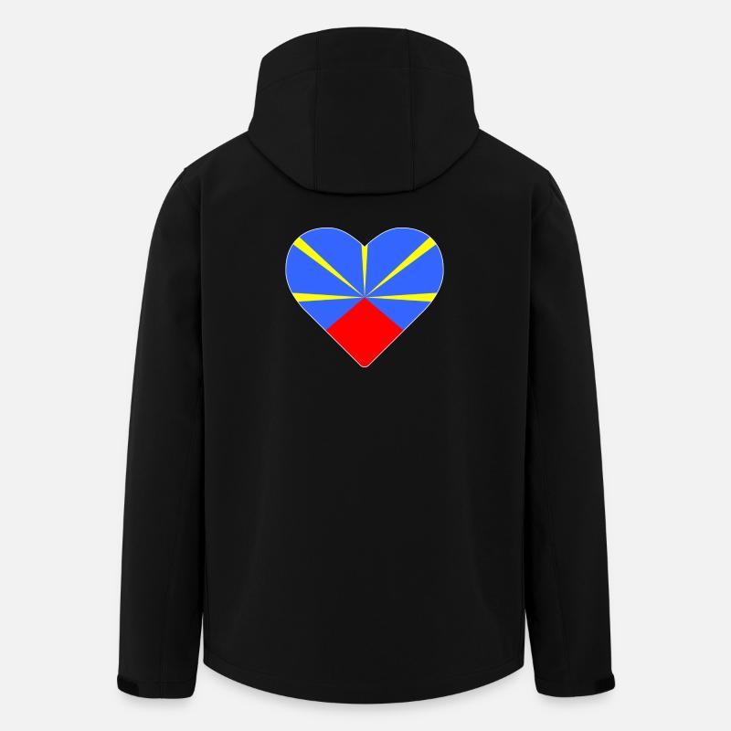 Coeur drapeau l’île de la réunion - Veste softshell homme en polyester recyclé Stanley/Stella - noir