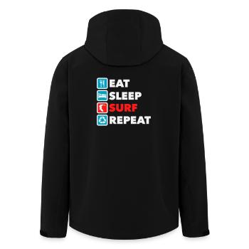 Eat Sleep Surf Repeat - Men’s Recycled Softshell Jacket by Stanley/Stella - black - Back - AI Model Male 185 light (185cm)