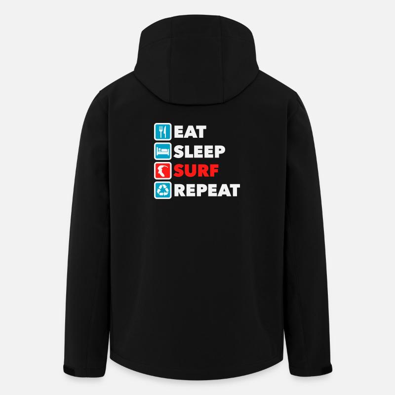 Eat Sleep Surf Repeat - Recycelte Männer Softshell-Jacke von Stanley/Stella - Schwarz