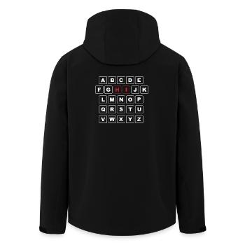 ABC Blanc avec le premier mot - HI en rouge - Veste softshell homme en polyester recyclé Stanley/Stella - noir - Dos - AI Model Male 185 light (185cm)