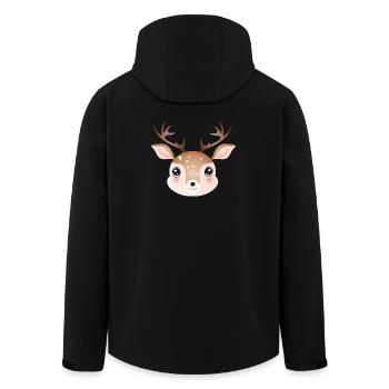 cute deer head in cute comic style - Men’s Recycled Softshell Jacket by Stanley/Stella - black - Back - AI Model Male 185 light (185cm)