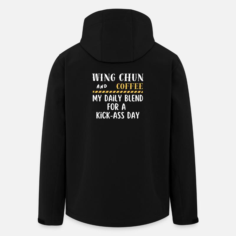 Wing Chun et café - Veste softshell homme en polyester recyclé Stanley/Stella - noir