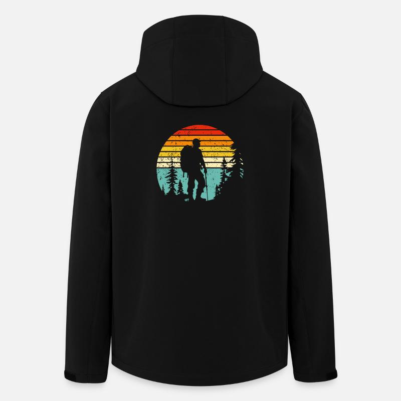 Wanderer-Silhouette zur Retro-Schlafenszeit - Recycelte Männer Softshell-Jacke von Stanley/Stella - Schwarz