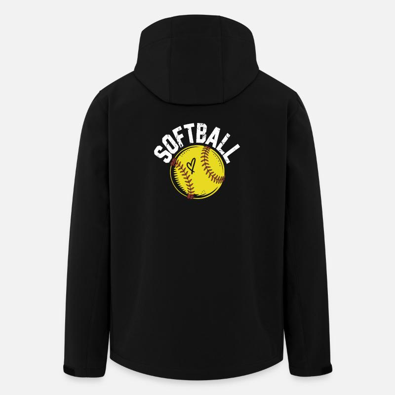 Softball Illustration mit Herz - Recycelte Männer Softshell-Jacke von Stanley/Stella - Schwarz